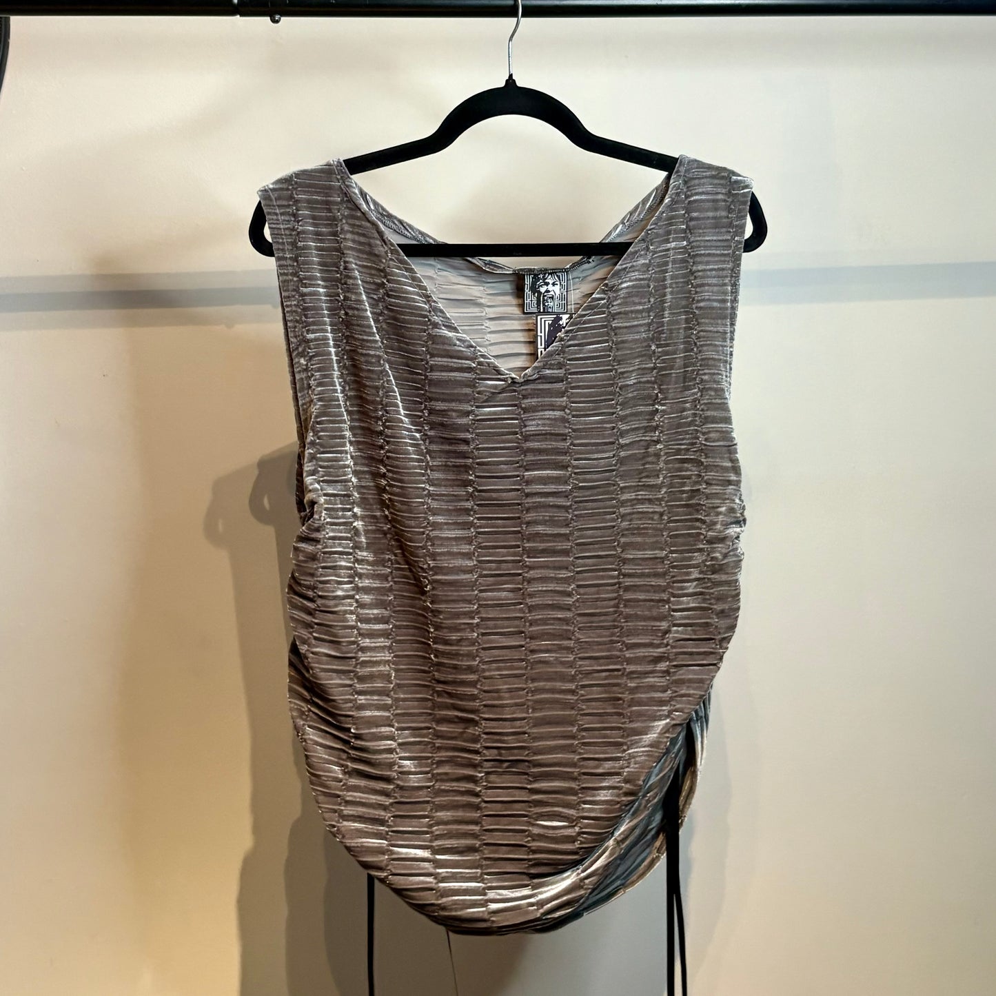 Silver Velvet Cinched Tank Top